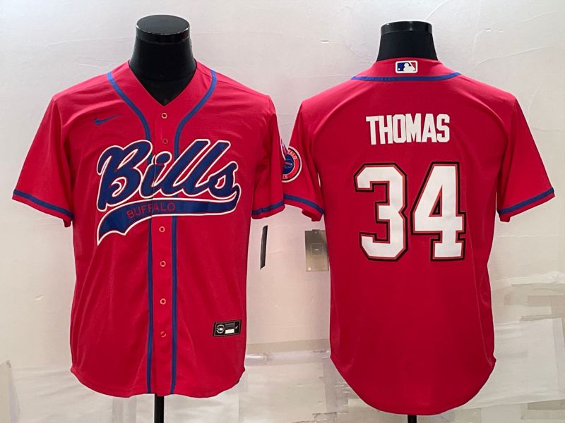 Men Buffalo Bills 34 Thomas Red 2022 Nike Co branded NFL Jerseys